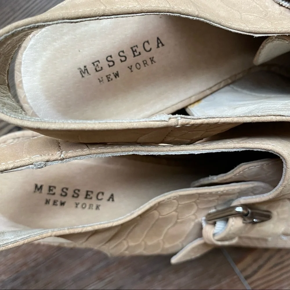 Messeca New York Platform Almond Toe Slingback Cream Light Tan Size 9